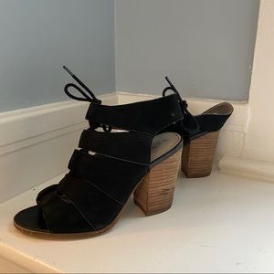 Lace-Up Black Chunky Heels